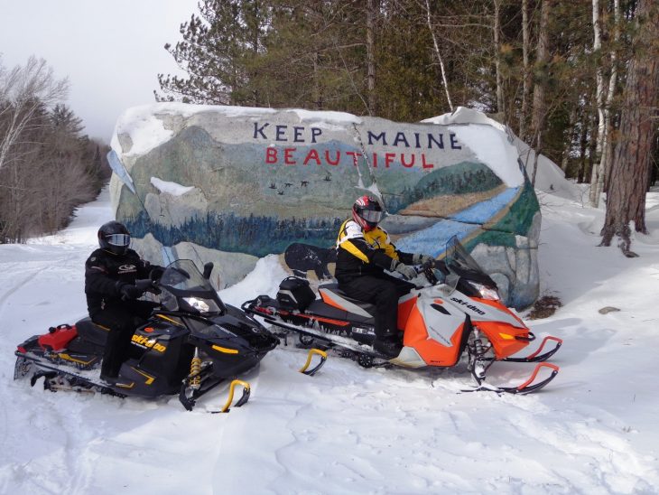 Pockwockamus Rock - ITS 86, Painted Rock snowmobiling near Millinocket, Maine - photo: Richard Levasseur