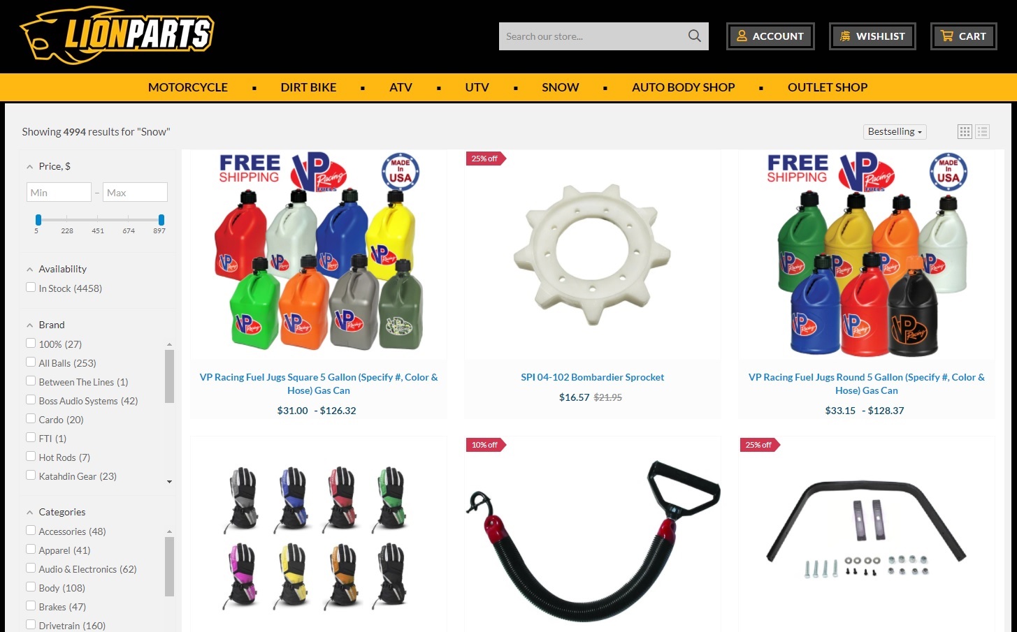 Snowmobile parts and accessories with free shipping in the US.